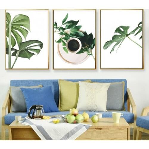 Nordic Refresh Green Leaves Plants Canvas Paintings Pastoral Style Photos Wall Art Pictures Posters Living Room Decor
