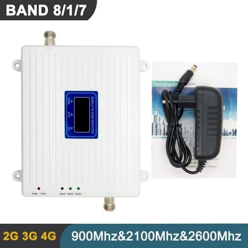 2G 3G 4G Tri Band Signal Repeater GSM UMTS WCDMA LTE LCD Display Cellphone Cellular Signal Booster Amplifier Band 8 1 7