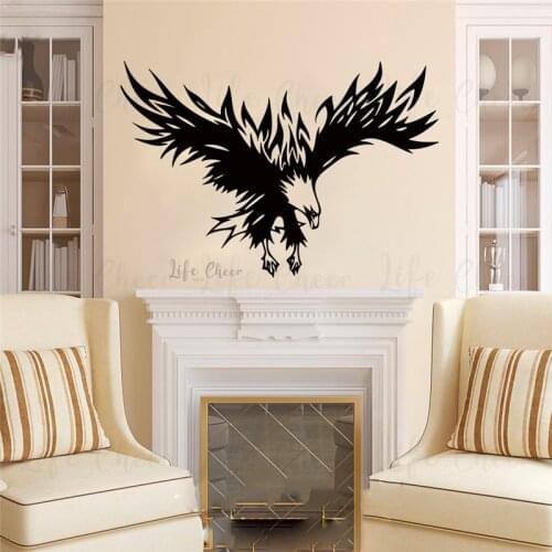 Vinyl Wall Sticker Of Eagle Home Decoration Wild Animals Eagle Wall Decal Flying Hawk Wall Murals Removable Poster AC518