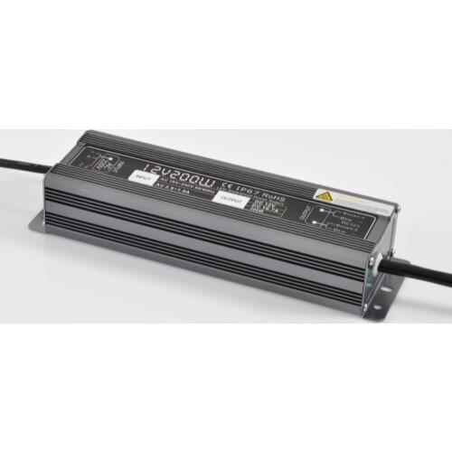 12V/200W waterproof switch mode Power Supply;IP67 rated;AC170-240V/AC90-130V input;DC12V output