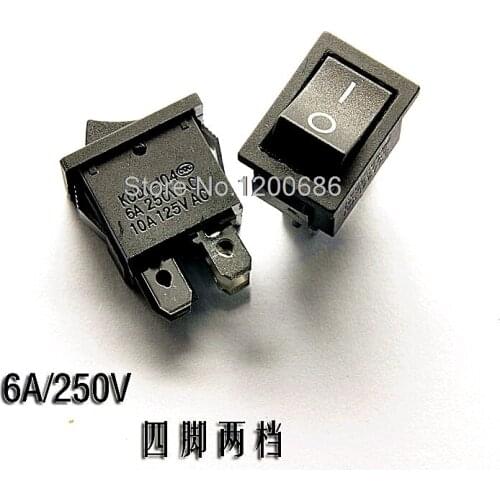 Ship type switch KCD1-104 black 4 feet 2 files power switch 6A / 250V 10A / 125V