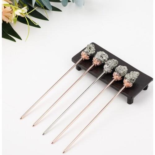 New Pyrite Crystal Vintage Hair Sticks Headbands For Women Elegance Lady Hairpins Fashion Alloy Hair Clip Hair Accessories