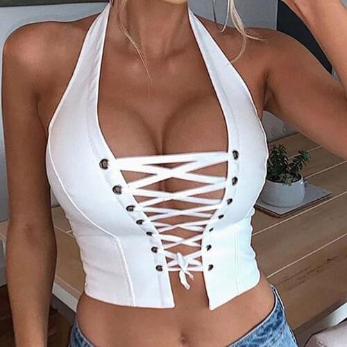 2021 Summer Sexy Hollow Out Camisole Women Punk Style Solid Color Crop Tops Club Party Fashion Tank Top Bandage Vest Female Y2k