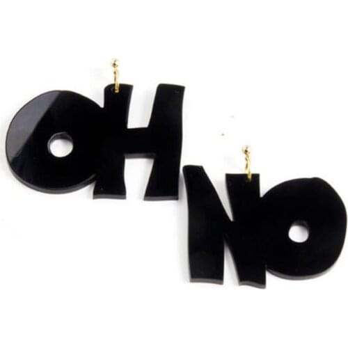 Street style Hiphop/Rock Big Letter "OH NO" Acrylic Earrings For Women Hyperbole Nightclub Bar Earrings Eardrop Jewelry
