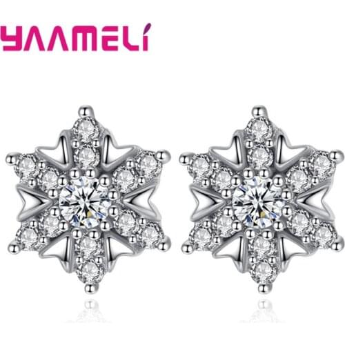 Sparkling Ice Flower Crystal Stud Earrings for Mother Women Anniversary Gift Jewellery 925 Sterling Silver Excellent Jewelry