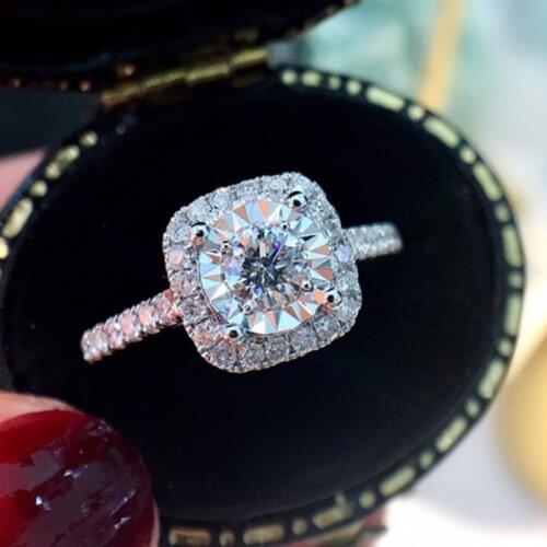 HUAMI Fashion Trendy Crystal Ring for Women Moissanite Cubic Zirconia Ring Luxury Charme Party Fashion Jewelle