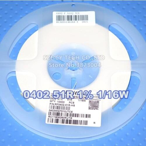 10000pcs 0402 51R 1% 1/16W RF0402-51R-HS Chip Resistor