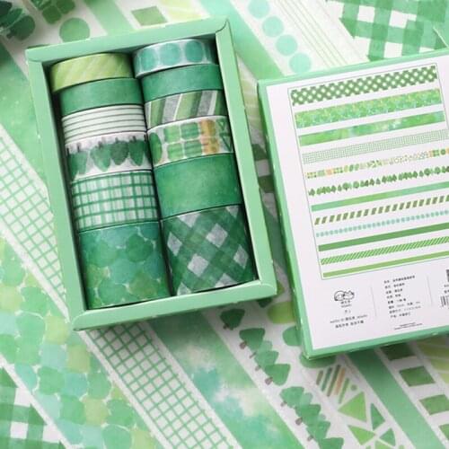 12Rolls Colorful Plaid Hand Account Material Masking Paper Tape Set DIY Scrapbooking Photo Album Gift Packaging Decor