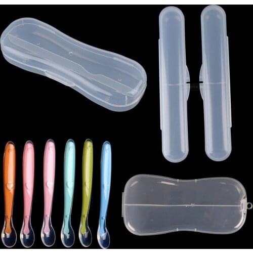 2/1pcs Baby Toddler Food Grade Spoon Box Kids Storage Case Box Holder for Baby Silicone Spoon Travel Transparent Storage Box