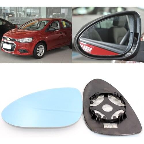 For Chevrolet Aveo Car Side View Door Wide-angle Rearview Mirror Blue Glass With Base Heated 2pcs