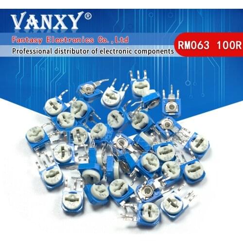 20pcs RM063 100 ohm blue and white can be adjusted resistance potentiometer 100R 101
