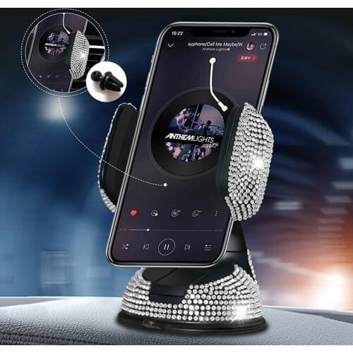 Diamond Car Phone Holder Mount Mobile Cell Phone Stand GPS Support Pink Car Accessories for Car for IPhone Xiaomi Huawei Samsung