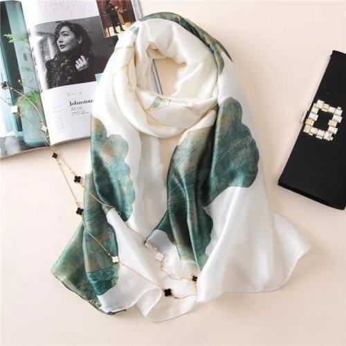 2020 luxury brand women scarf summer silk scarves shawls lady wraps soft pashimina female flower print beach stole bandana