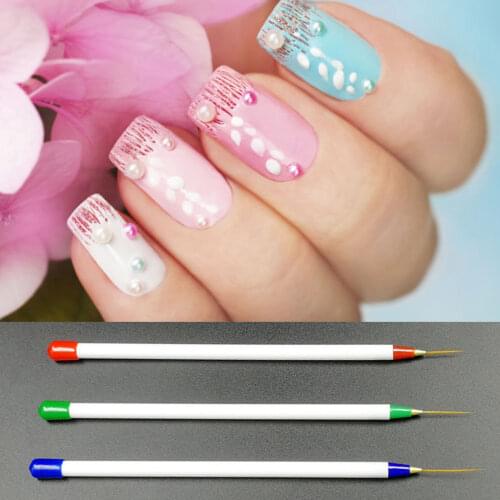 3Pcs/Set Nail Art Brushes For Manicure Gel White Handle Soft Head Drawing Dotting Stripe Pattern DIY Creative Craft Nail Art Pen