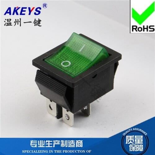 5 pcs Popcorn machine burger machine 4P ship type switch KCD4-201 four feet 2 file with lamp 16A 250V 31x25mm