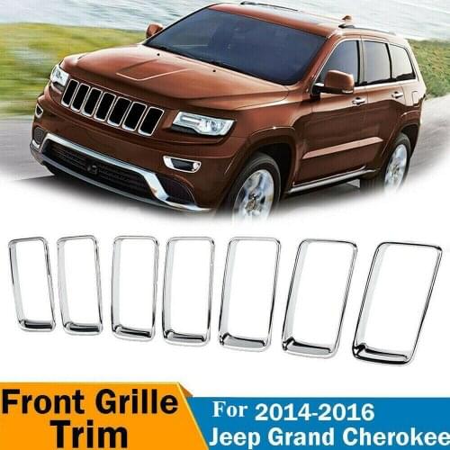 7X Chrome Front Grille Mesh Ring Insert Cover for Jeep Grand Cherokee 2014-2016