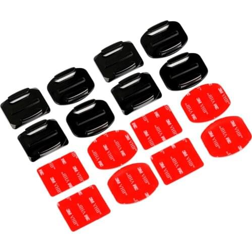 CES-4 x flat Mounts + 4 x Curved Surface Mounts with 3M Adhesive for Gopro Hero 2 3 3+ 4 5 6 8 7 xiaomi yi4K sticker