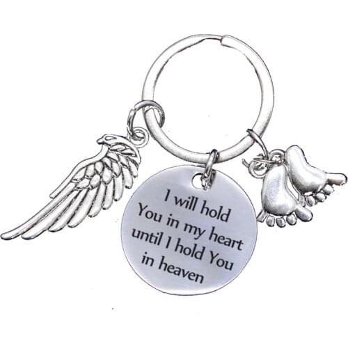 Baby Feet Wings I Will Hold You In My Heart Until I Hold You In Heaven Key Ring Memorial Key Chain Gift Keyring