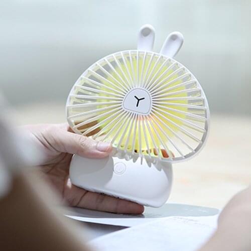 Electric Rechargable Mini Hand Fan with LED Lamp USB Pocket Table Fan Children Hand-held Mini Fan For Kids