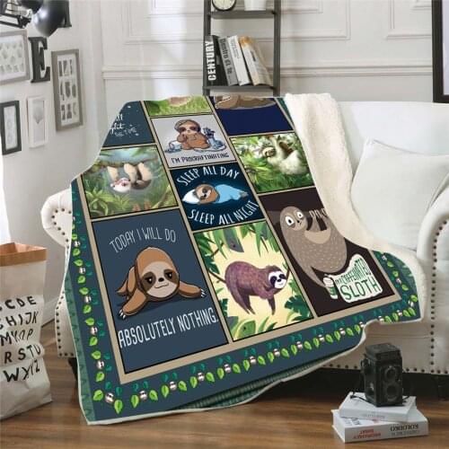 Sleep All Day Sloth 3d printed fleece blanket for Beds Hiking Picnic Thick Fashionable Bedspread Sherpa Throw Blanket