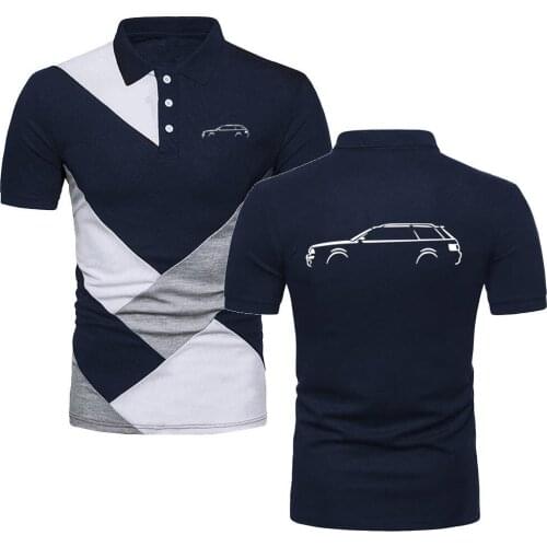 Polo Shirts Mens TShirts Supercar Adventure Tees QUATTRO RS6 Cars Military Style Short Sleeve Jersey Contrast Color Polo