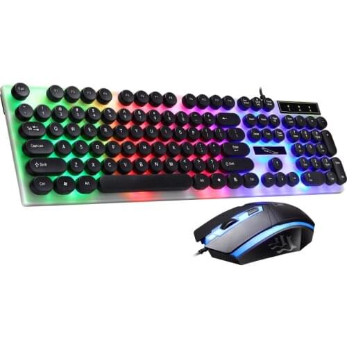 Gaming Keyboard and Mouse Wired USB for Laptop PC MAC Apple Colorful LED Luminous Backlit Similiar Mechanical Feel Gamer teclado