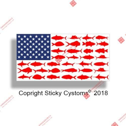 Interesting Car American Flag Fish Sticker American Fishing Decal Cup Car Truck Window Graphic Bumper Racing Stickers