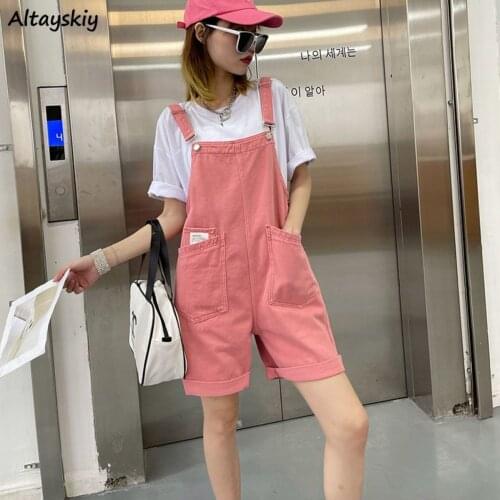 Rompers Women Sleeveless Wide Leg Pockets Students Solid Various Color Trendy Oversize Leisure Denim Comfortable Summer Female