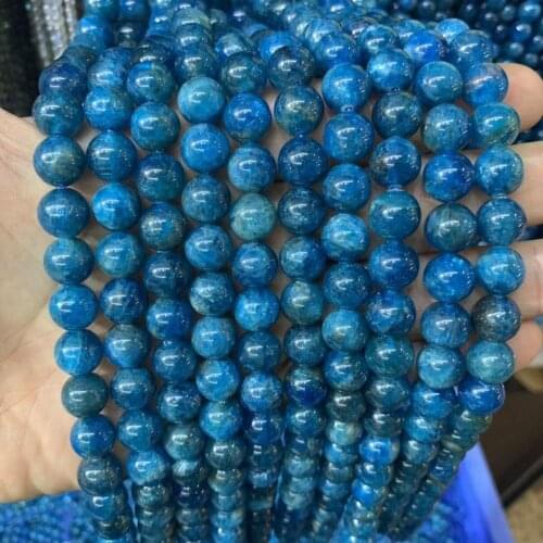 AA grade round Natural blue Apatite Beads For Jewelry Making Beads Bracelets For Women 15'' Needlework Spacer DIY Beads Trinket