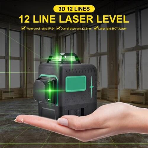 Mini 3D 12Lines Green Laser Levels Self-Leveling 360 Horizontal And Vertical Cross Super Powerful Green Laser Beam Line