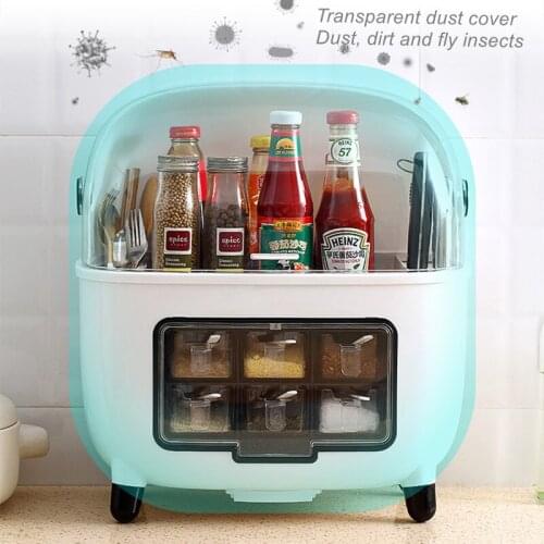 Multifunctional No Nail No Drill Spice Rack Storage Shelf for Kitchen Supplies Standing Seasoning Bottle Holder Organizer