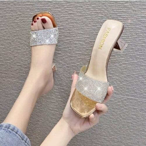 New Bright diamond Sandals Open Toe High Heels Women Slippers Sandalia Feminina Party Dress Shoes Sandals Women