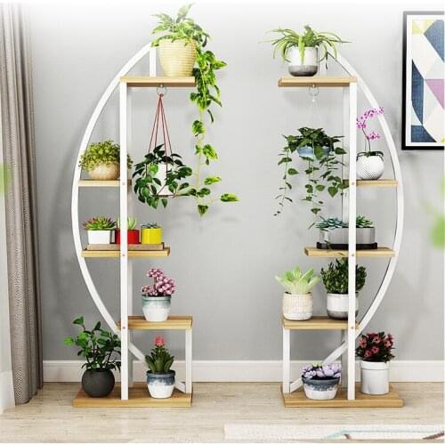 Creative flower shelf, flower shelf, multi-storey indoor iron art floor-type plant shelf living room balcony decoration