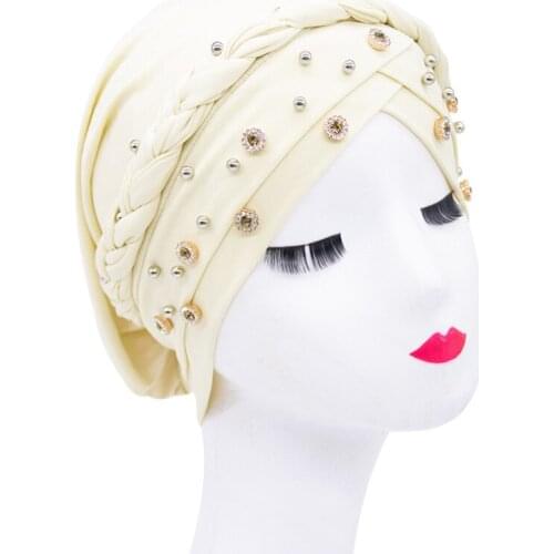 Head Scarf For Muslim Women Solid Turban Bonnet Hijab Caps White Pearl Inner Hijabs Arab Islamic Muslim New Style Wrap Turbantes
