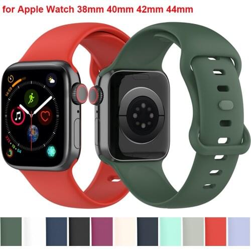 Strap for Apple Watch Band 38mm 40mm 44mm 42mm Soft Silicone Sport Replacement Straps for iWatch Series 6 5 4 3 2 1 SE Correa
