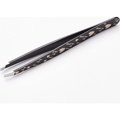 Heart Shape Eyebrow Nip Stainless Steel Clip Slanting Mouth Tweezers for Mustache Removing E403