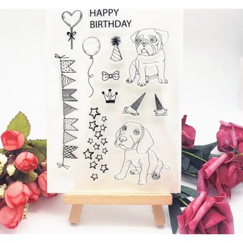 Puppy Birthday Silicone Clear Seal Stamp DIY Scrapbooking Embossing Photo Album Decoration Rubber Stamp Art Handmade Stationery
