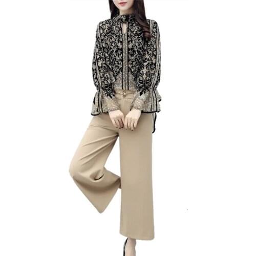 Chiffon Pantsuits Women Wide Leg Pant Suits For Mother of the Bride Outfit Formal Wedding Office Ladies 2 Two Piece Set Clothes