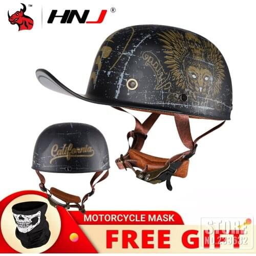 HNJ Motorcycle Helmet Retro Riding Helmet Motorbike Moto Biker Protection Gear Racing Scooter Matter Vintage Half Helmet Women