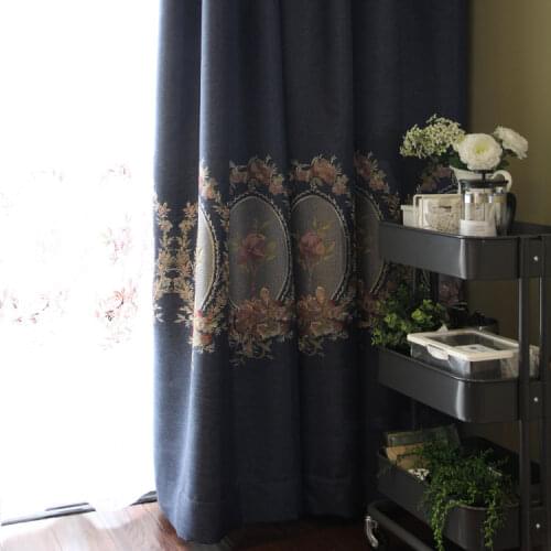 New Style Custom Curtains European French Thickening Full Blackout Embroidery Solid Color Living Room Bedroom High-end Curtains