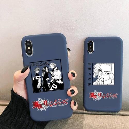 Anime Tokyo Revengers Manjiro Sano Phone Case for iPhone 12 mini 11 Pro XS MAX X XR 7 8 6 Plus Candy Color blue Silicone Cover