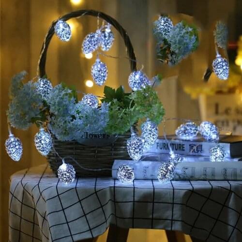 3M 20LED Ornaments Christmas Silver Pine Cone String Light Battery Operated LED Fairy Christmas Light New Year Decor Xmas Noel