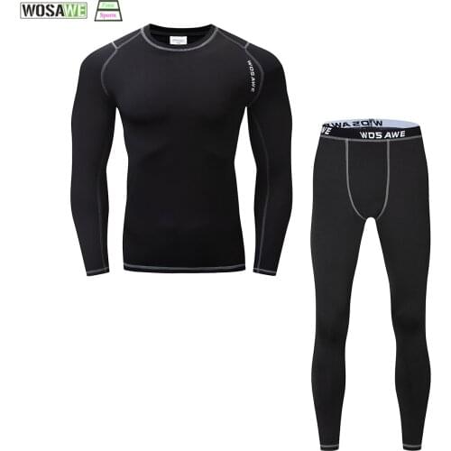WOSAWE Running Fleece Thermal Underwear Winter Long Johns Tops Fitness Gym Shirts for Jogging Cycling Sports Base Layer