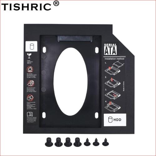 TISHRIC 2nd Hdd Caddy SSD 2.5 Case Hard Disk Enclosure For Laptop CD-ROM DVD-ROM Optical Bay plastic CD Drive Hard Drive Caddy