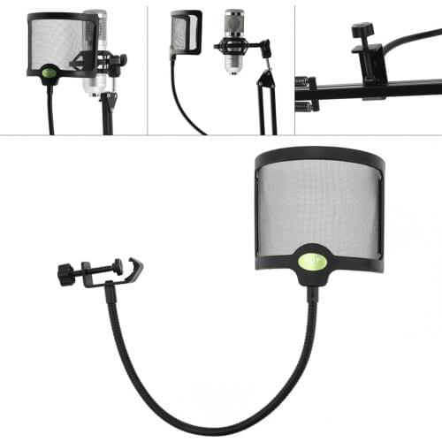 U-Shaped Microphone Pop Filter Flexible Wind Screen Blowout Prevention Net Metal Net Noise Reduction Recording Microphone Shield