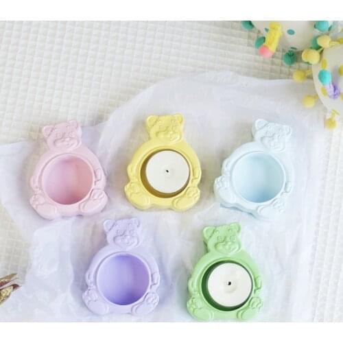 Smile Bear Candle Holder Silicone Mold DIY Plaster Candlestick Soap Candle making Candle Jar Vases Craft Home Decor Accessories