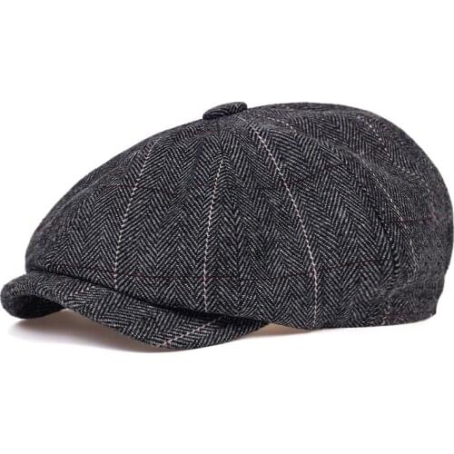 Unisex Autumn Winter Newsboy Caps Men And Women Warm Tweed Octagonal Hats For Male Detective Hats Retro Flat Caps tide gorras