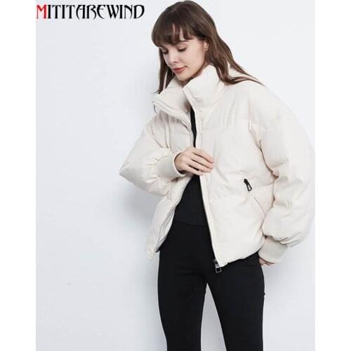 Winter Warm Parkas Womens Jacket Thick Cotton Woman Parkas Casual Loose Short Style Solid Color Female Overcoat Jacket XS-L