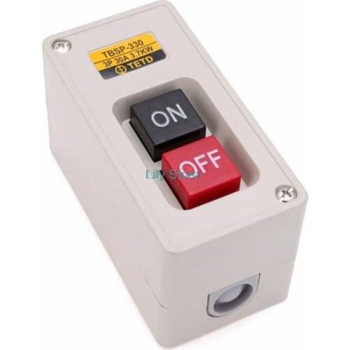 1Pc 3 Phase 30A 3.7KW Self-Lock Latching On/Off Motor Start Stop Power Pushbutton Switch TBSP-330