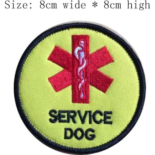 1pc Yellow Red Embroidery Patch Sew on Emblemas For Clothing 8cm SERVICE DOG Of Hook And Loop/Rider Patch/For Bag/Merrow Border